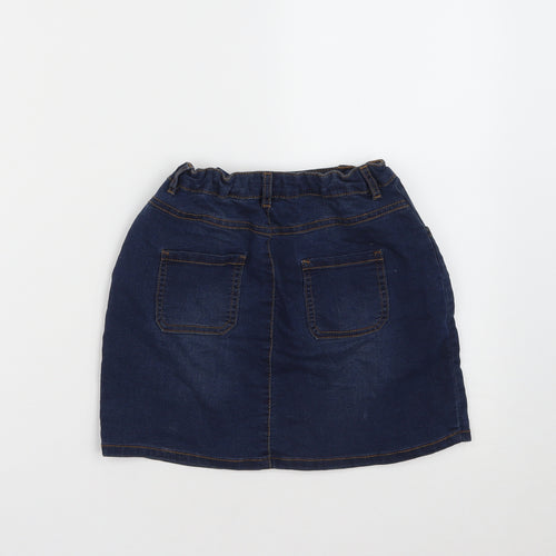 Debenhams Girls Blue  Cotton Mini Skirt Size 9 Years  Regular Button
