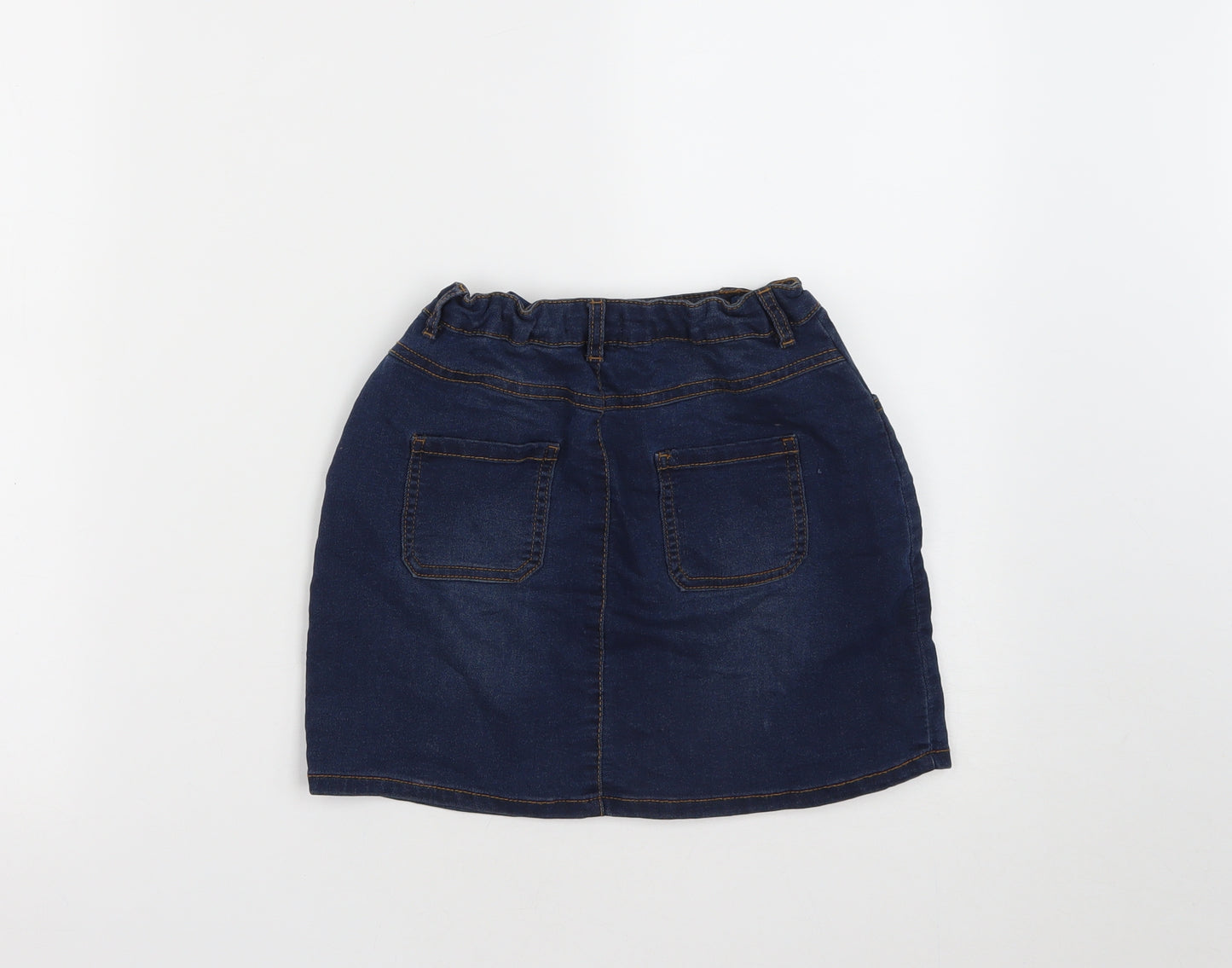 Debenhams Girls Blue  Cotton Mini Skirt Size 9 Years  Regular Button