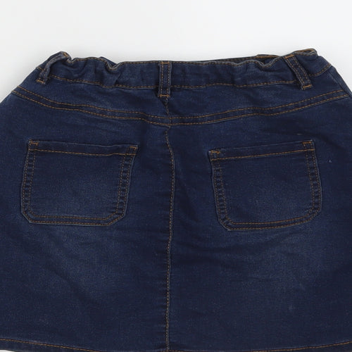 Debenhams Girls Blue  Cotton Mini Skirt Size 9 Years  Regular Button