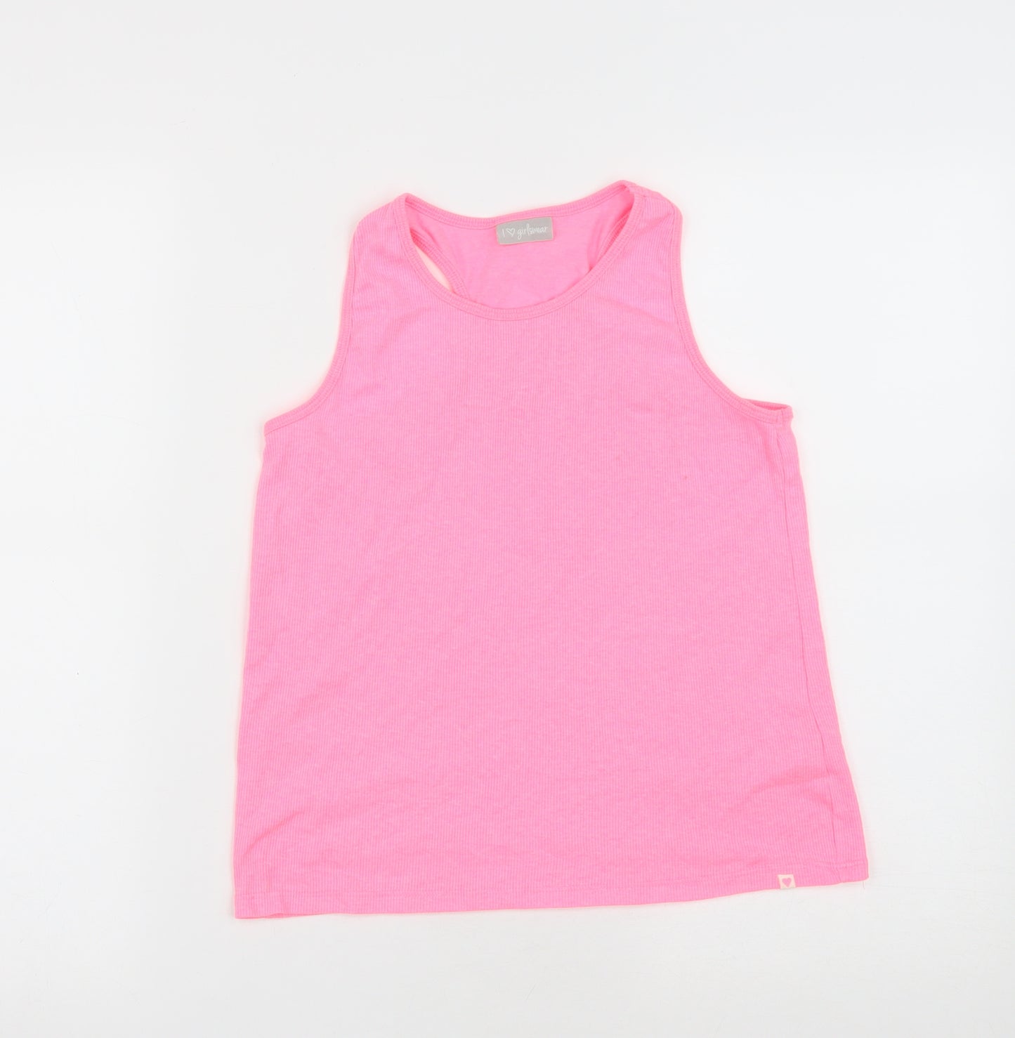 Matalan Girls Pink  Polyester Basic T-Shirt Size 13 Years Round Neck