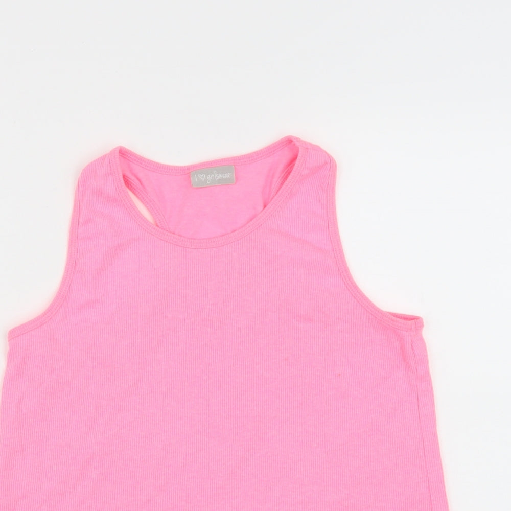 Matalan Girls Pink  Polyester Basic T-Shirt Size 13 Years Round Neck