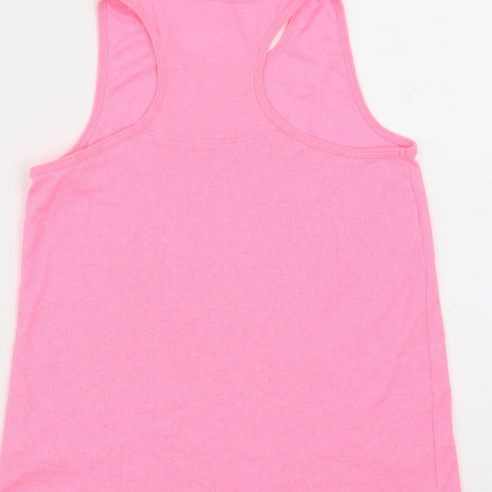 Matalan Girls Pink  Polyester Basic T-Shirt Size 13 Years Round Neck