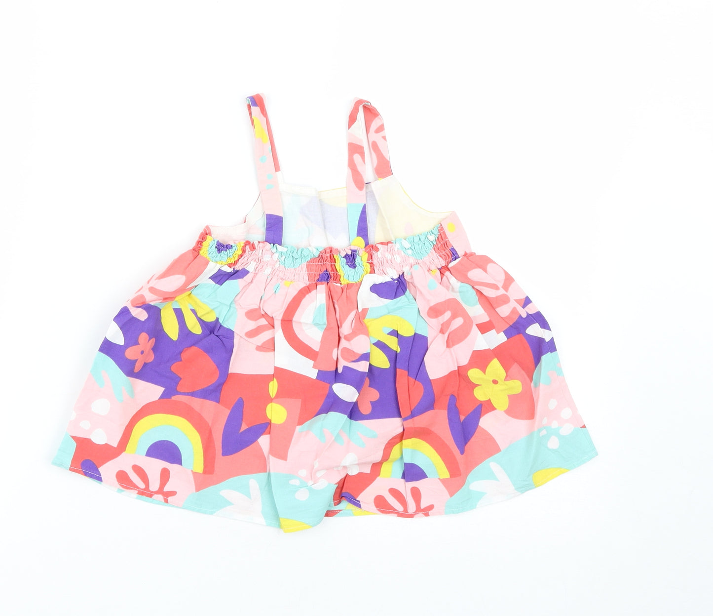 F&F Girls Multicoloured Geometric Cotton Basic Tank Size 6-7 Years Square Neck