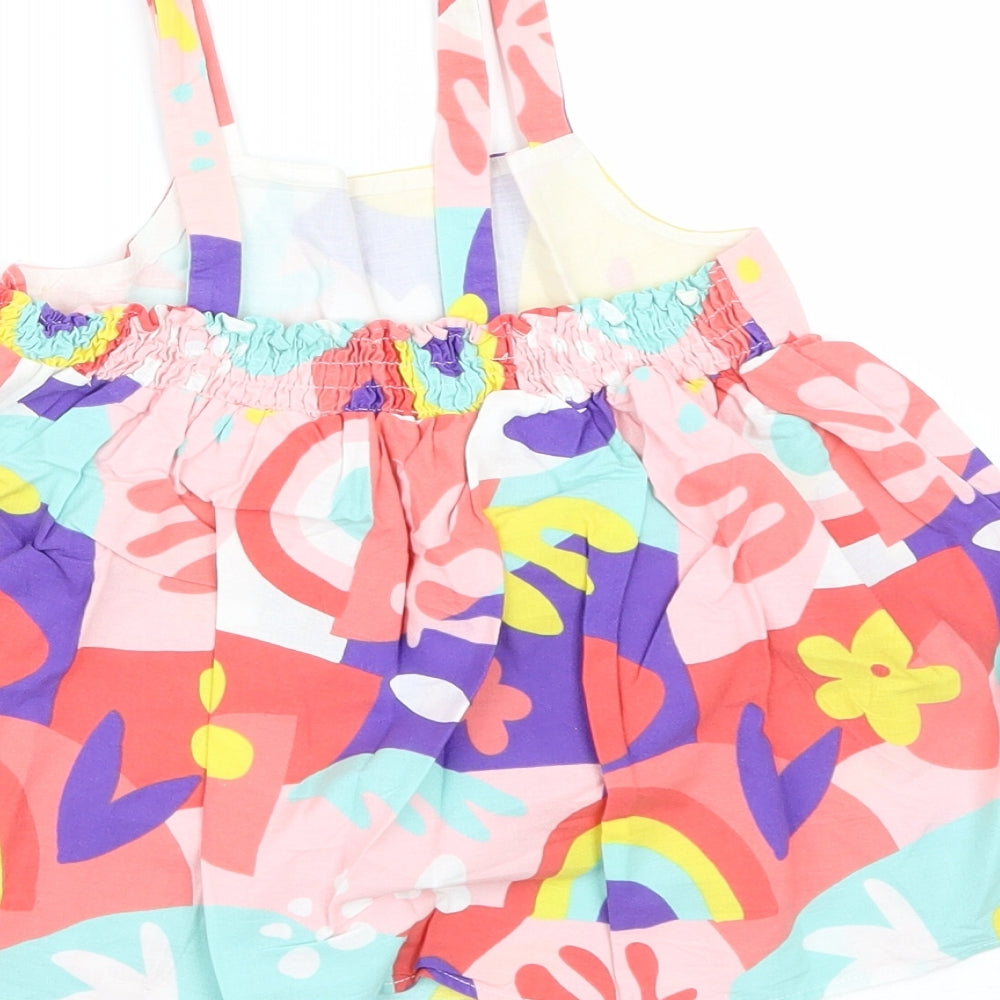 F&F Girls Multicoloured Geometric Cotton Basic Tank Size 6-7 Years Square Neck