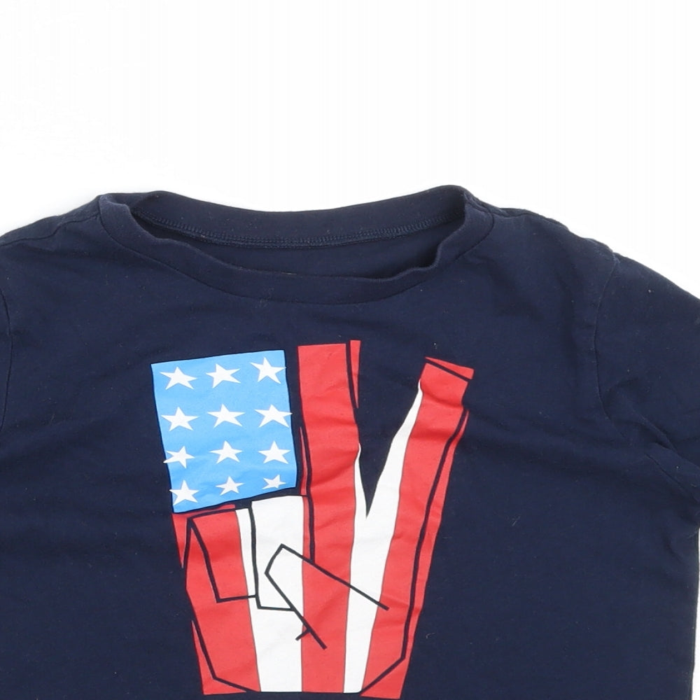 Old Navy Boys Blue  Cotton Basic T-Shirt Size 6-7 Years Round Neck