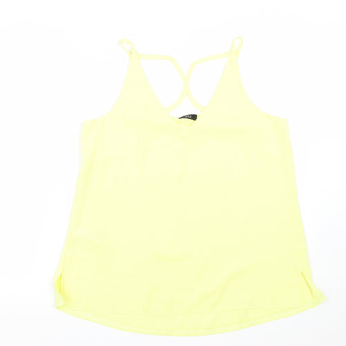 F&F Womens Yellow  Polyester Basic Tank Size 12 V-Neck