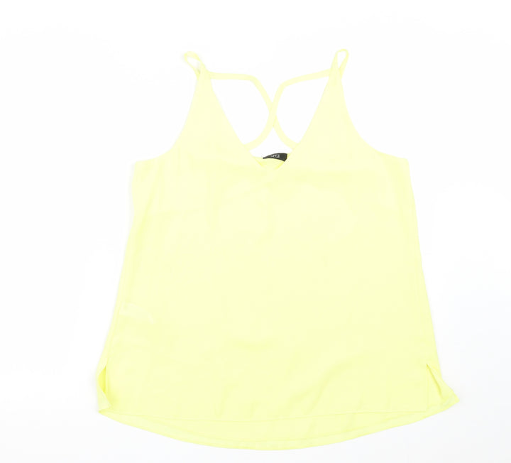 F&F Womens Yellow Polyester Basic Tank Size 12 V-Neck