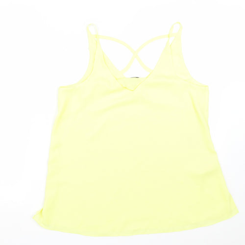 F&F Womens Yellow  Polyester Basic Tank Size 12 V-Neck
