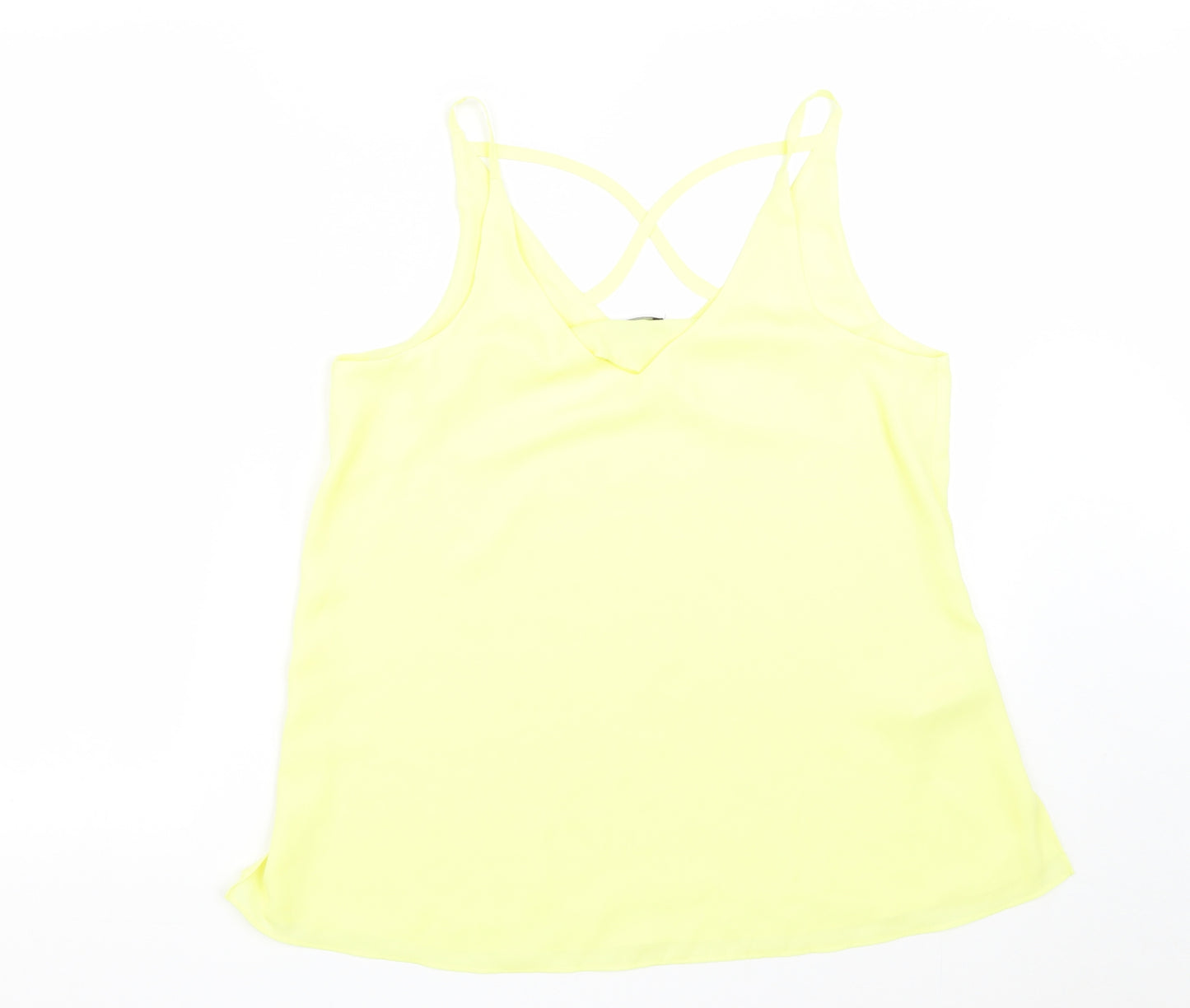 F&F Womens Yellow  Polyester Basic Tank Size 12 V-Neck