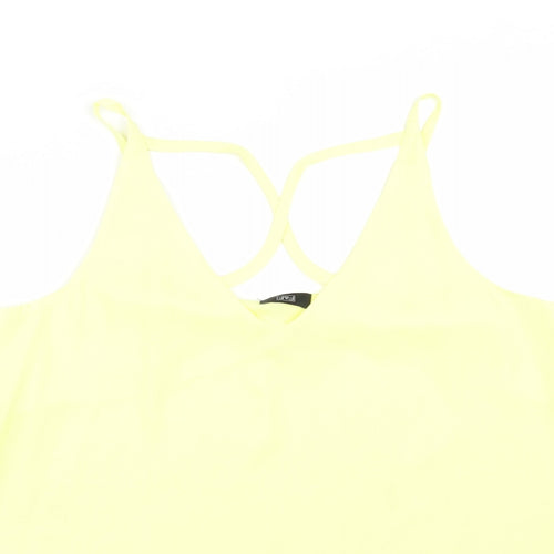 F&F Womens Yellow  Polyester Basic Tank Size 12 V-Neck
