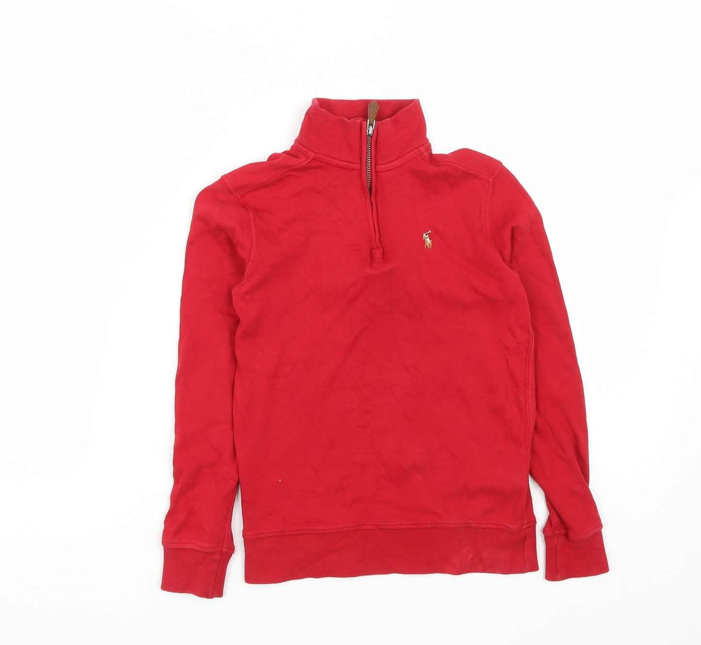 Ralph Lauren Boys Red  Cotton Pullover Sweatshirt Size 7 Years  Zip