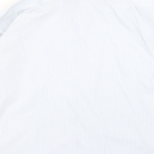 Marks and Spencer Mens Blue Striped Cotton  Button-Up Size 18 Collared Button