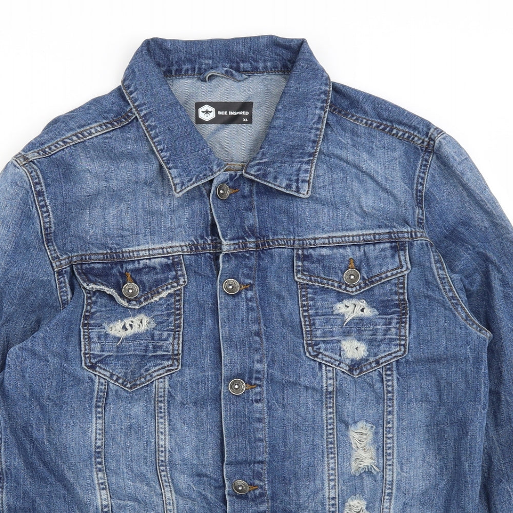 Bee Inspired Mens Blue   Jacket  Size XL  Button