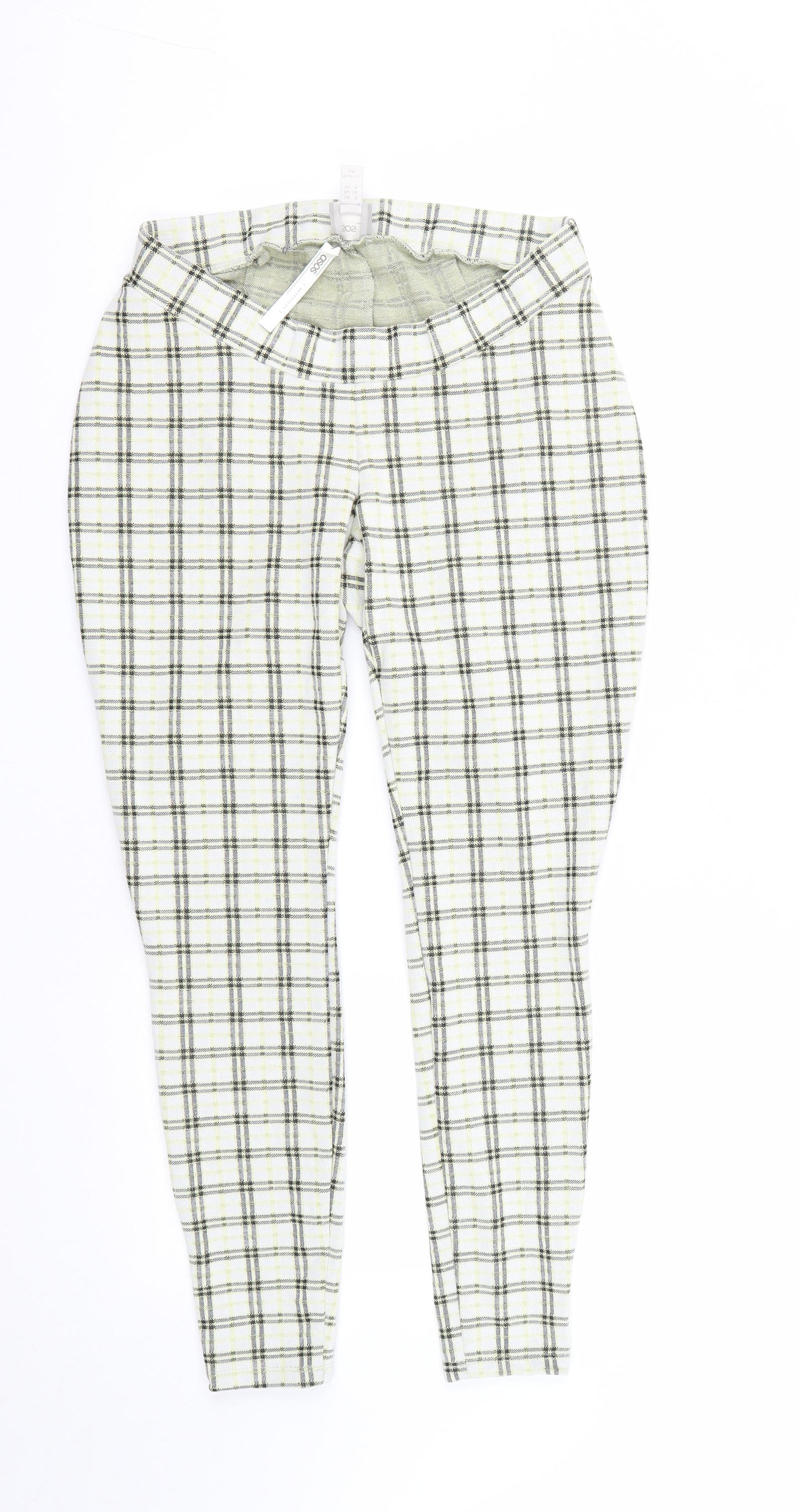 ASOS Womens Multicoloured Plaid Polyester Cropped Trousers Size 8 L25 in Regular