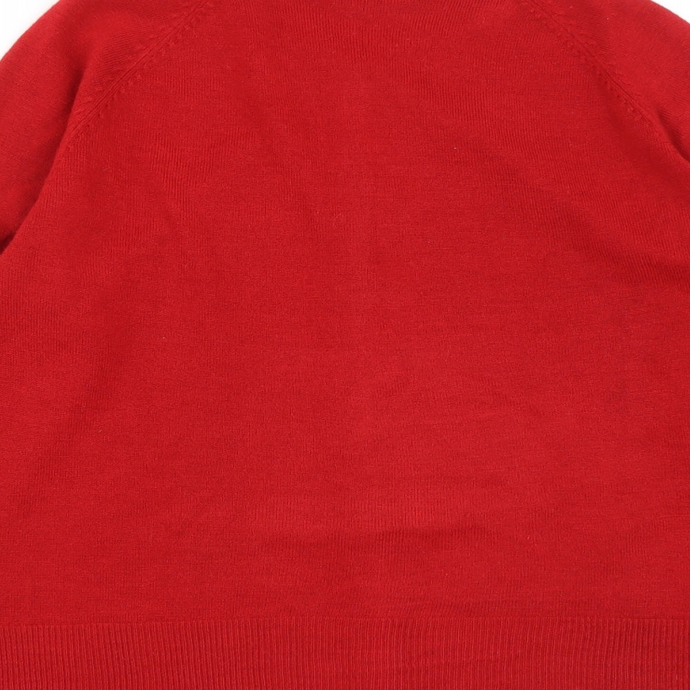 Simply Stock Shop Womens Red Round Neck  Acrylic Cardigan Jumper Size L