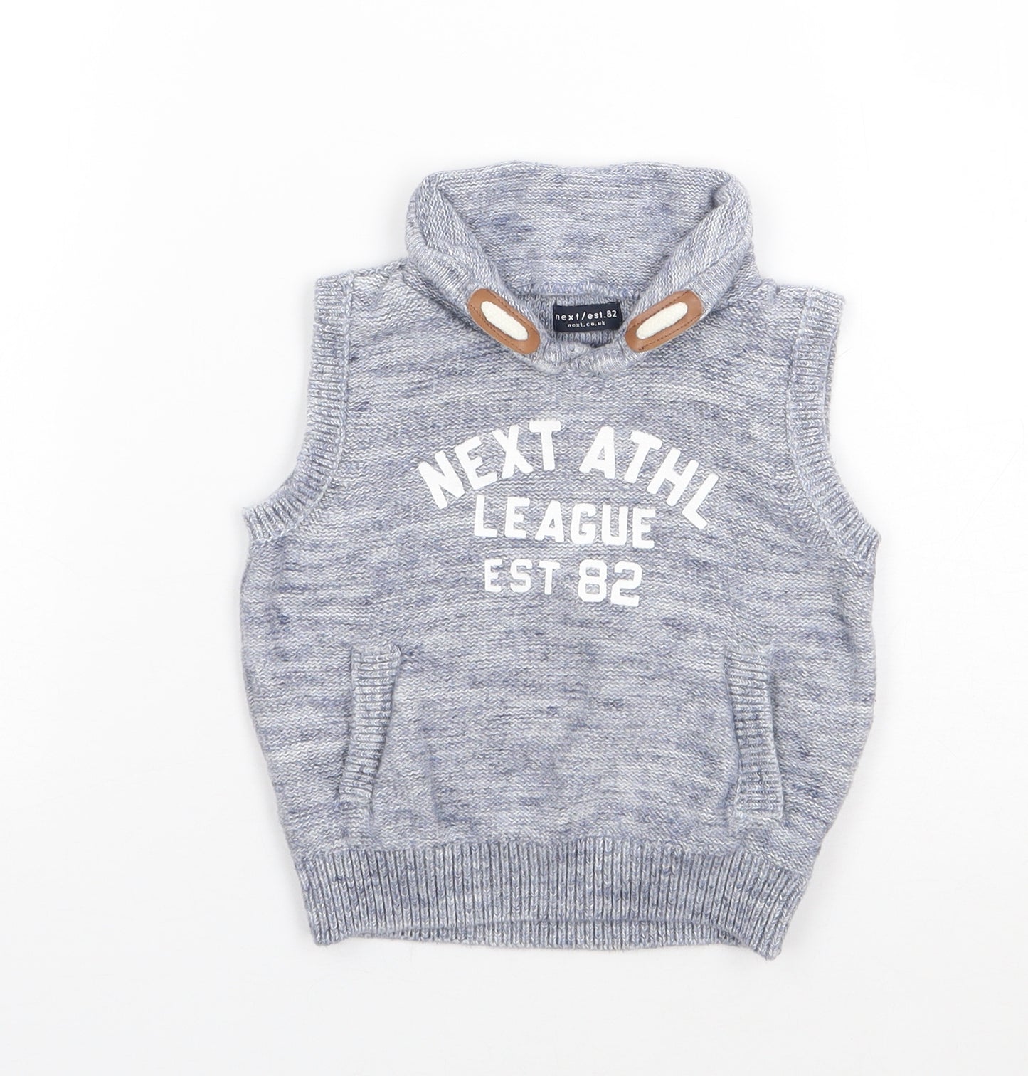 NEXT Boys Blue  100% Cotton Vest Jumper Size 9-12 Months  Pullover