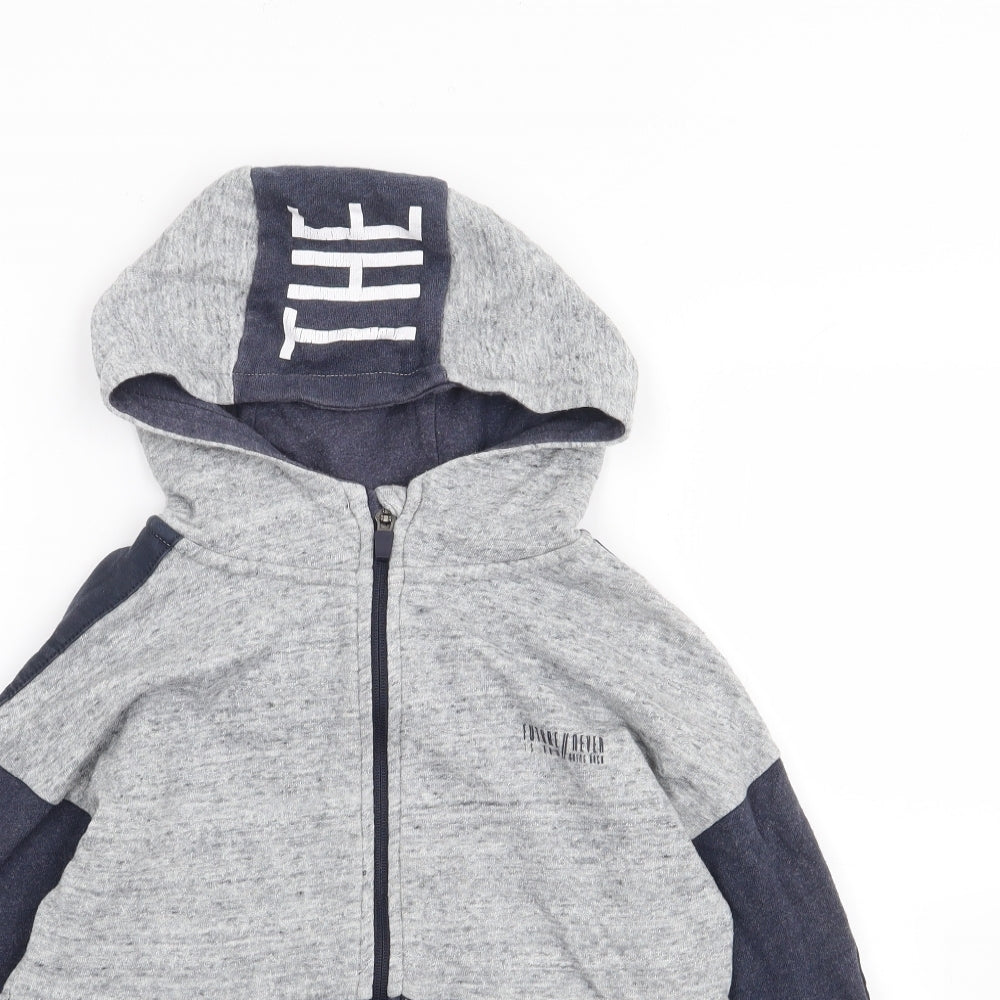 George Boys Grey Colourblock Cotton Full Zip Hoodie Size 8-9 Years  Zip