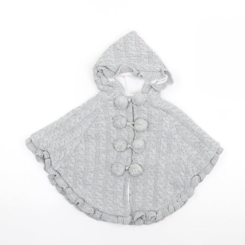 Little Nosh Girls Grey  Acrylic Cape Jumper Size 3-6 Months