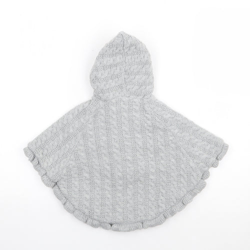 Little Nosh Girls Grey  Acrylic Cape Jumper Size 3-6 Months