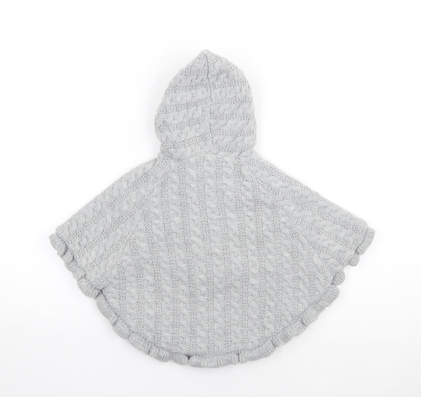 Little Nosh Girls Grey  Acrylic Cape Jumper Size 3-6 Months