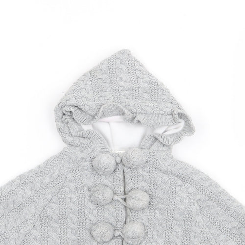 Little Nosh Girls Grey  Acrylic Cape Jumper Size 3-6 Months