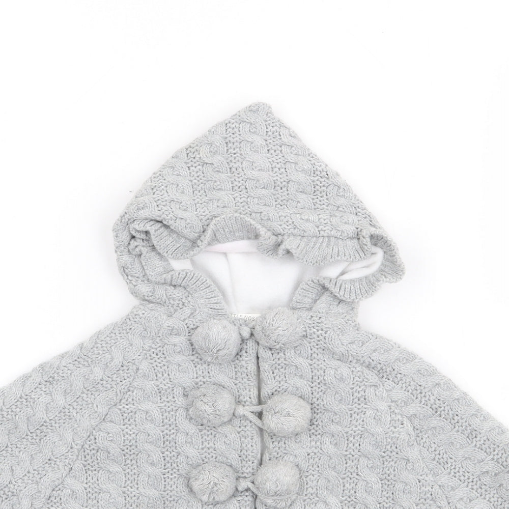 Little Nosh Girls Grey  Acrylic Cape Jumper Size 3-6 Months