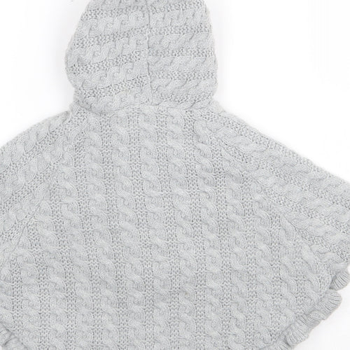 Little Nosh Girls Grey  Acrylic Cape Jumper Size 3-6 Months