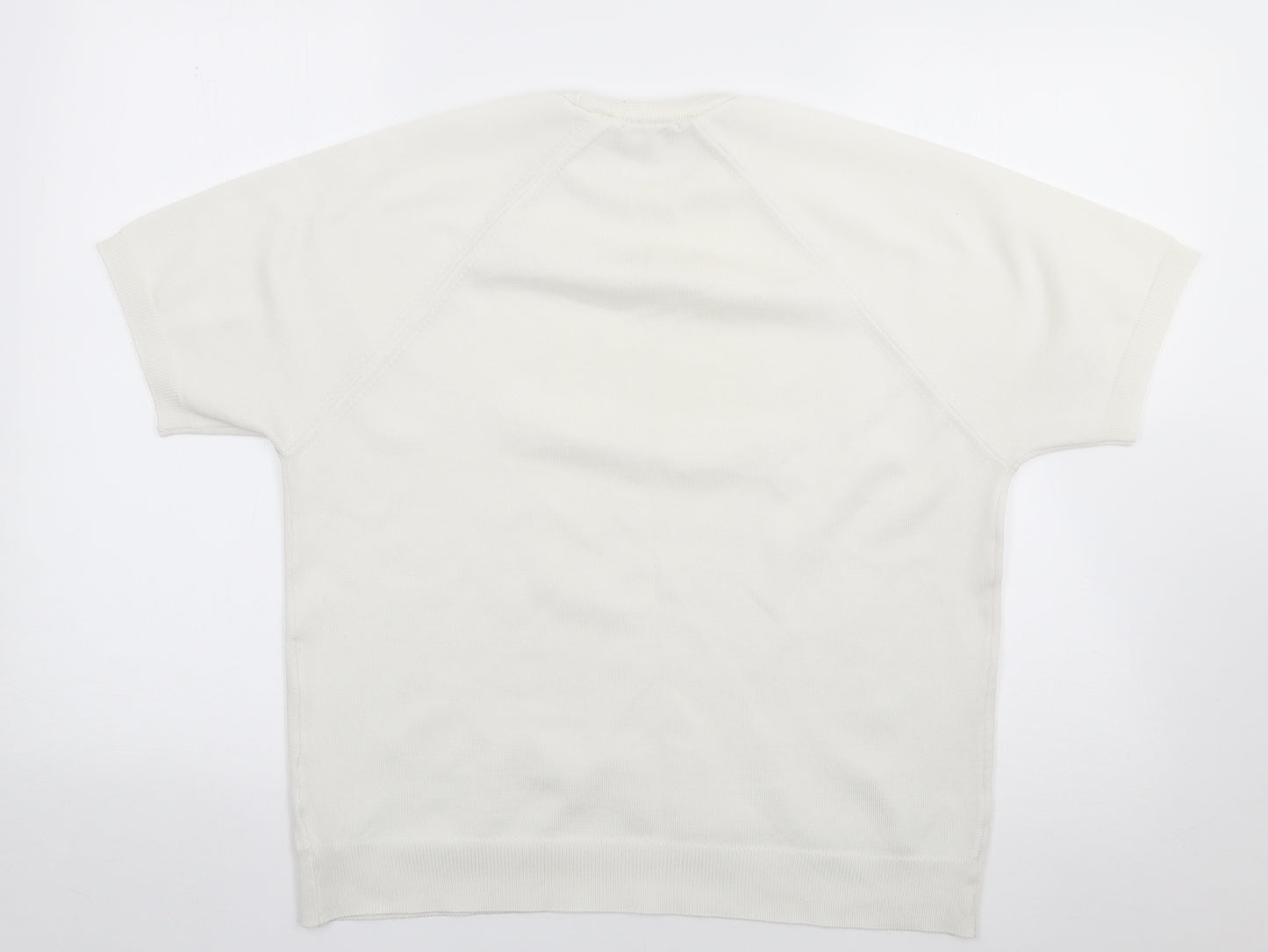 Berkertex Womens Ivory Crew Neck Floral Polyester Pullover Jumper Size 14
