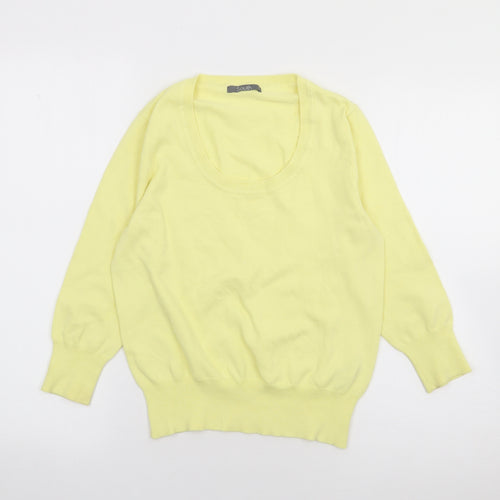 South Womens Yellow Round Neck  Cotton Pullover Jumper Size 12