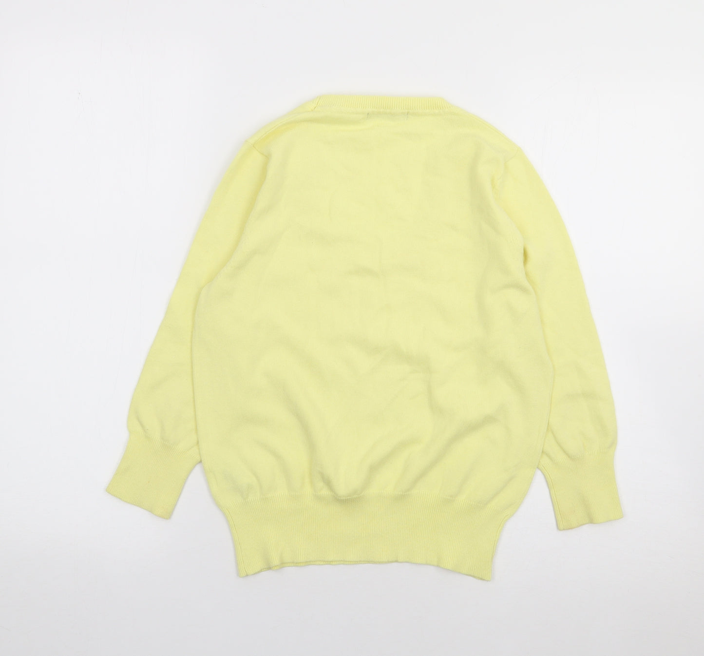 South Womens Yellow Round Neck  Cotton Pullover Jumper Size 12