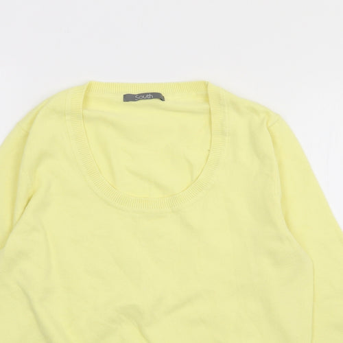 South Womens Yellow Round Neck  Cotton Pullover Jumper Size 12
