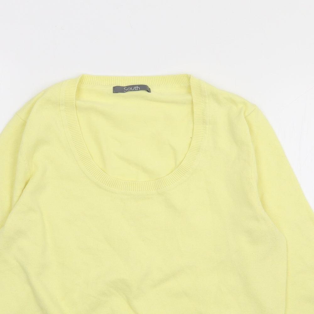 South Womens Yellow Round Neck  Cotton Pullover Jumper Size 12