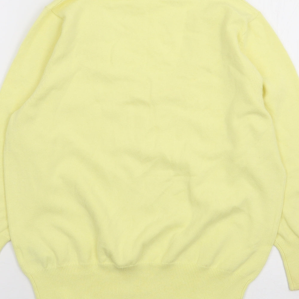 South Womens Yellow Round Neck  Cotton Pullover Jumper Size 12