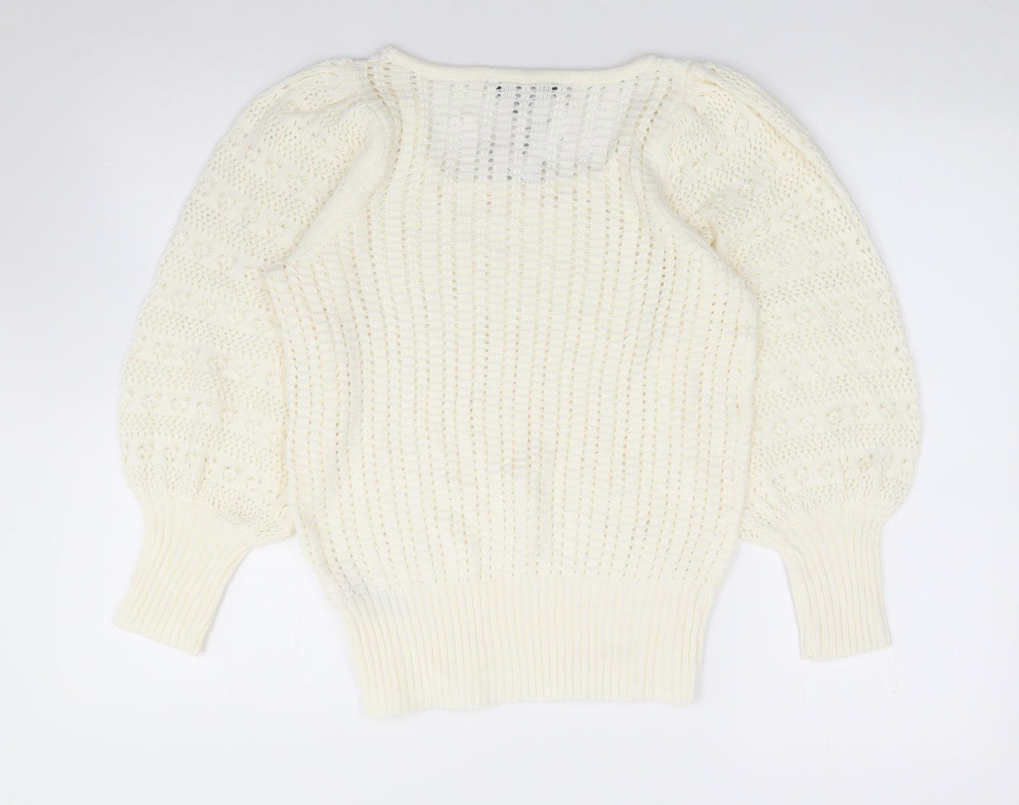 Dorothy Perkins  Womens Ivory Round Neck  Cotton Pullover Jumper Size M