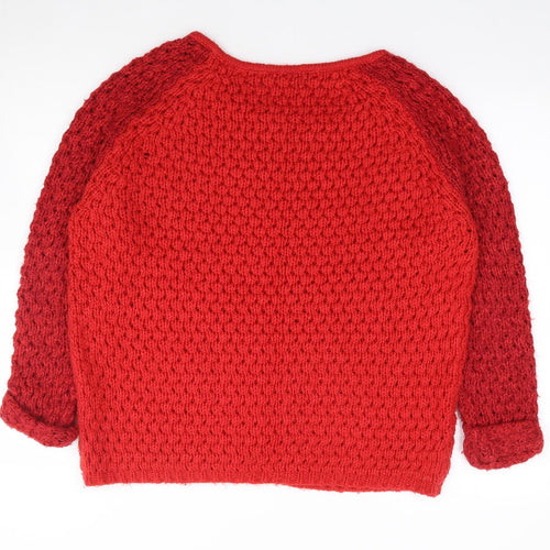 Primark Womens Red Scoop Neck  Acrylic Pullover Jumper Size 12