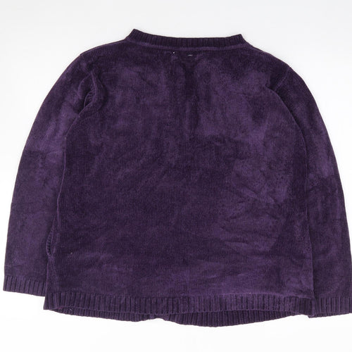 Angelina Azani Womens Purple Round Neck  Acrylic Cardigan Jumper Size M