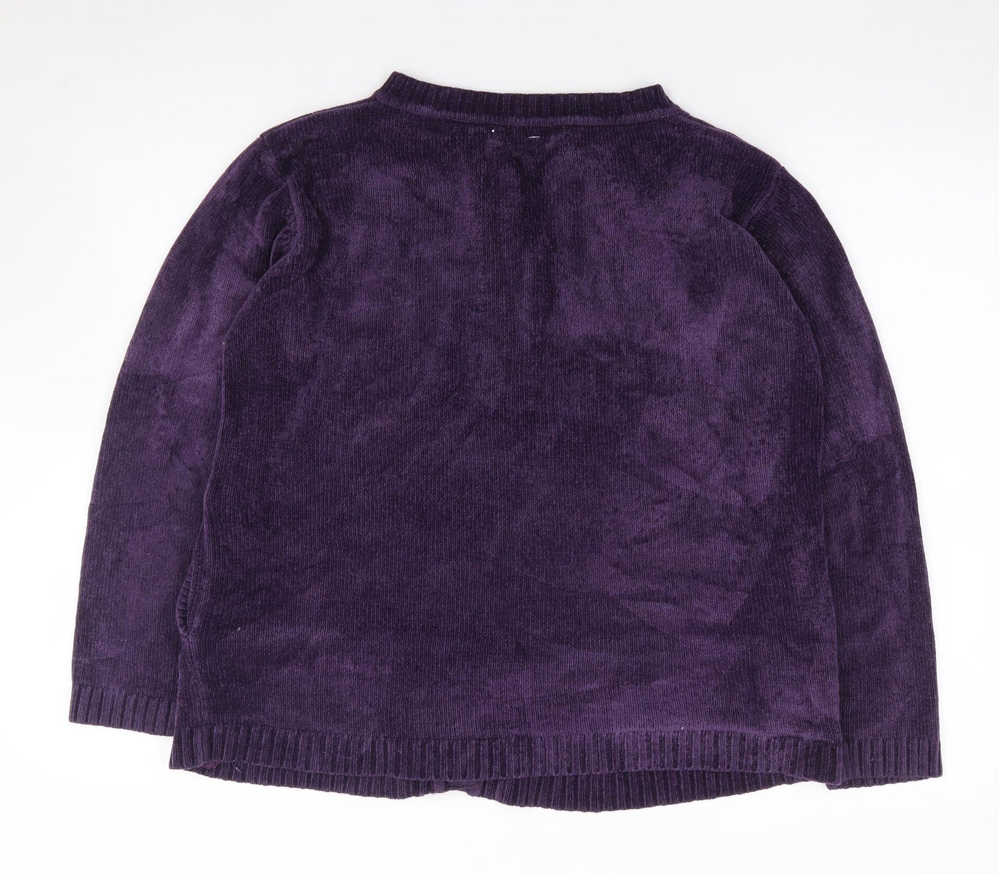 Angelina Azani Womens Purple Round Neck  Acrylic Cardigan Jumper Size M