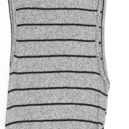 Red Herring  Womens Grey Striped Viscose Tank Dress  Size 12  High Neck Pullover