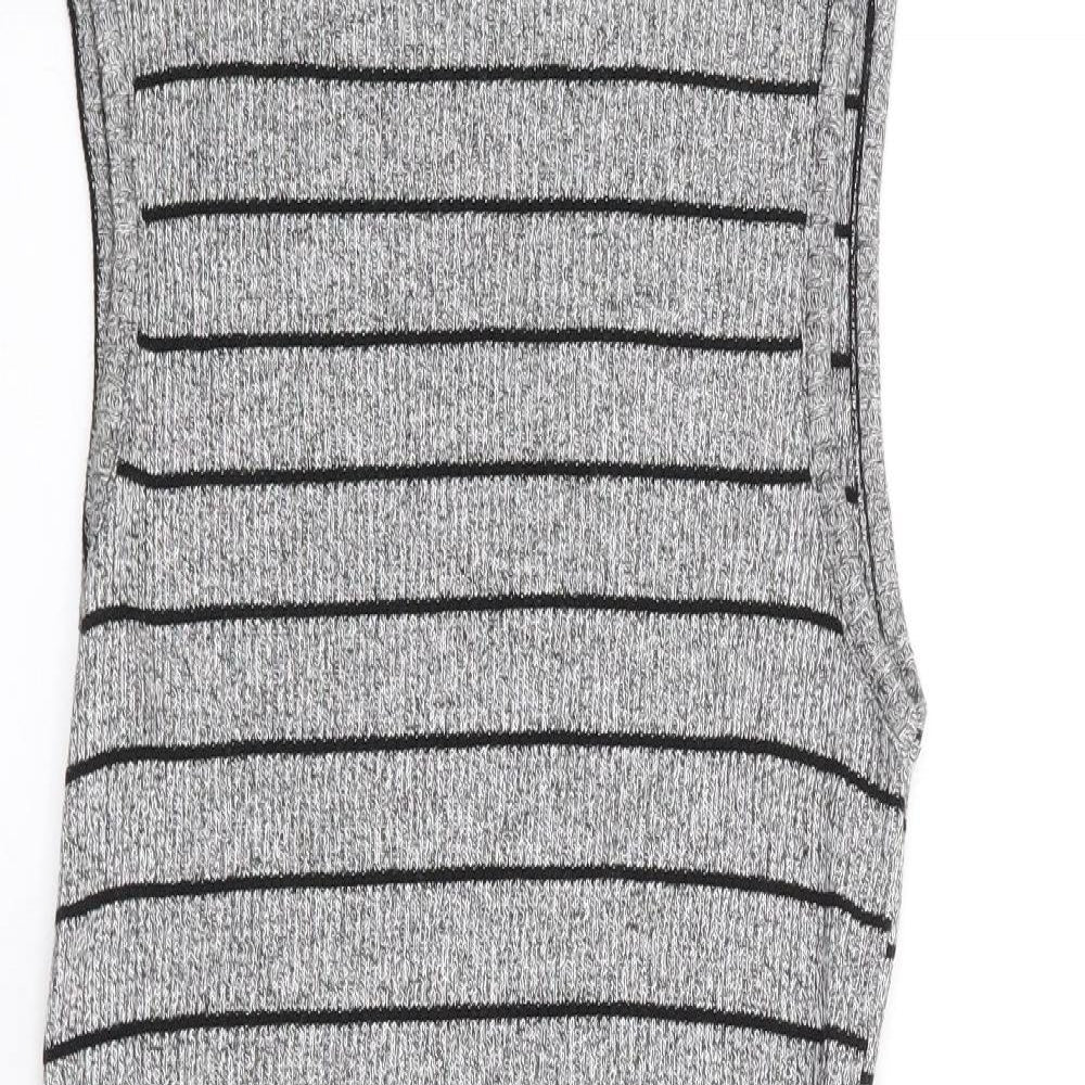 Red Herring  Womens Grey Striped Viscose Tank Dress  Size 12  High Neck Pullover