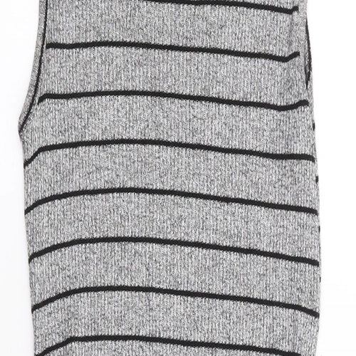 Red Herring  Womens Grey Striped Viscose Tank Dress  Size 12  High Neck Pullover