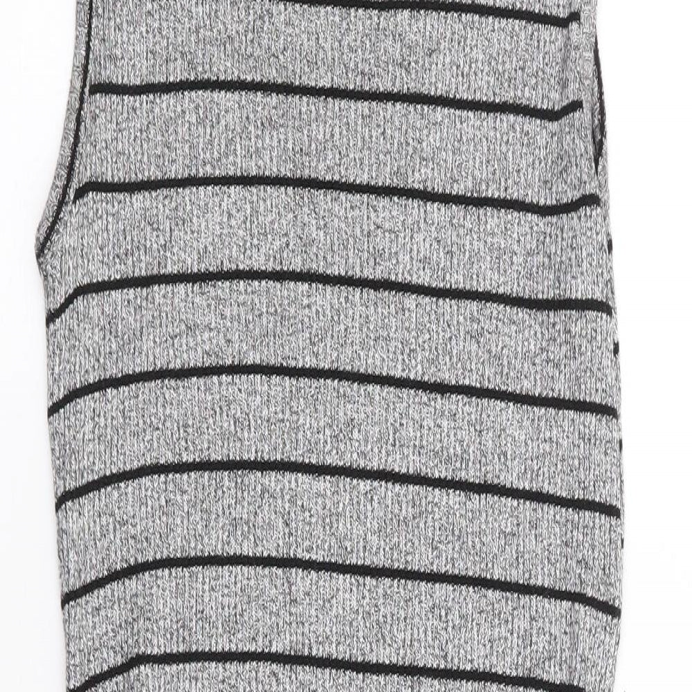 Red Herring  Womens Grey Striped Viscose Tank Dress  Size 12  High Neck Pullover