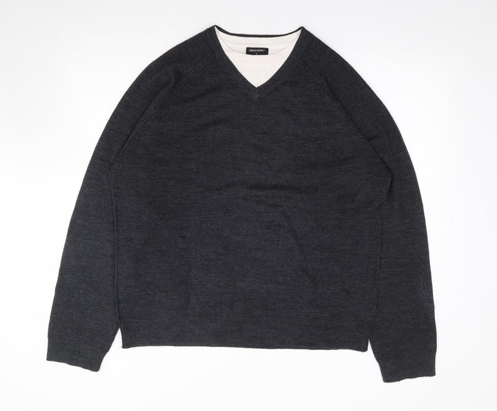 UrbanSpirit Mens Grey Crew Neck  Acrylic Pullover Jumper Size L