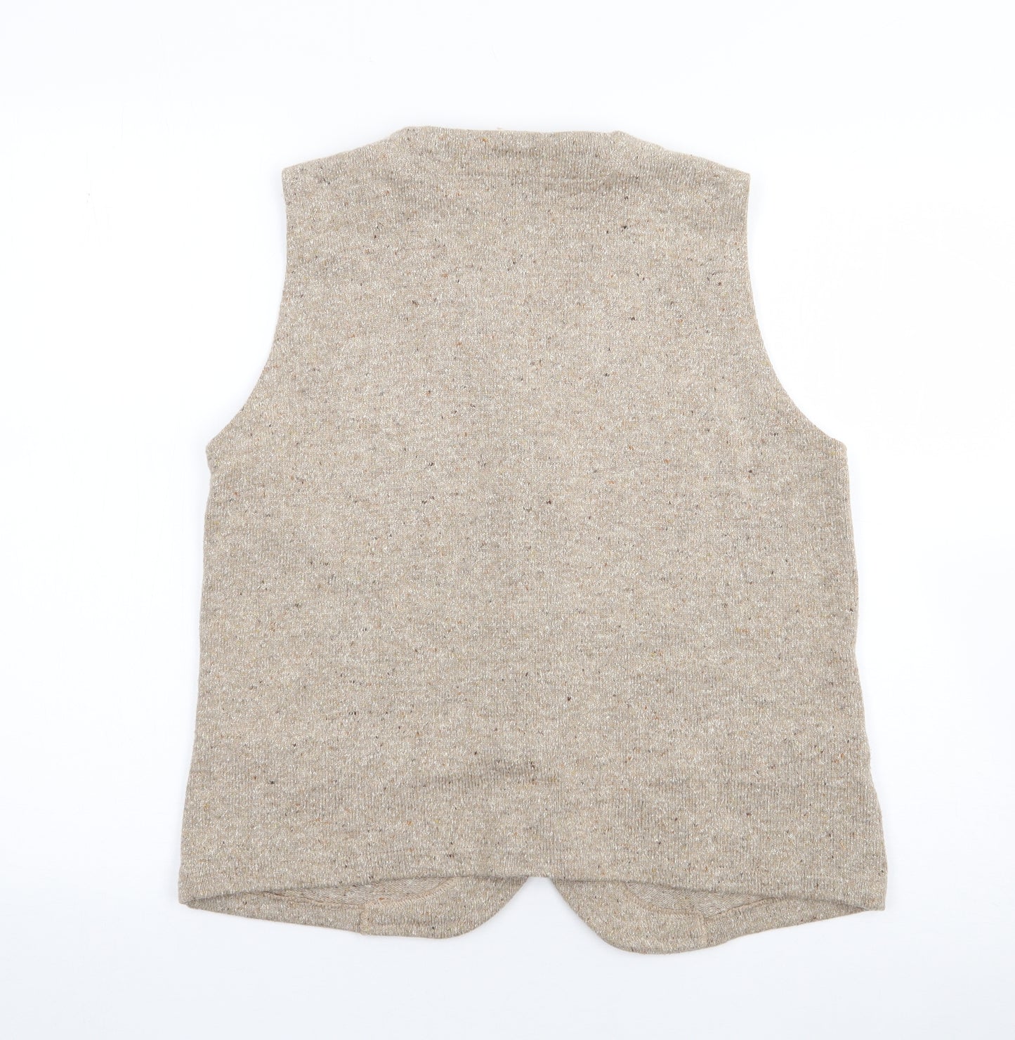 Get Set Womens Beige V-Neck  Acrylic Vest Jumper Size M
