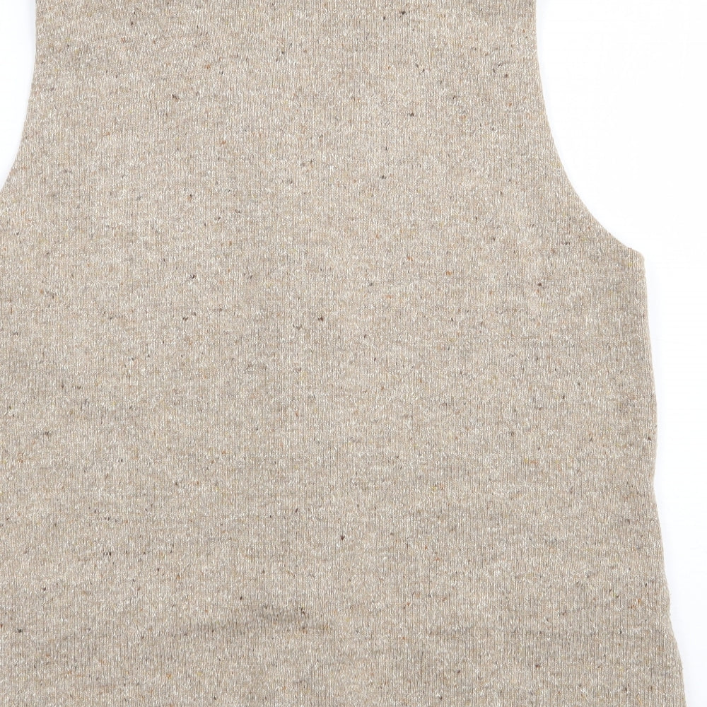 Get Set Womens Beige V-Neck  Acrylic Vest Jumper Size M