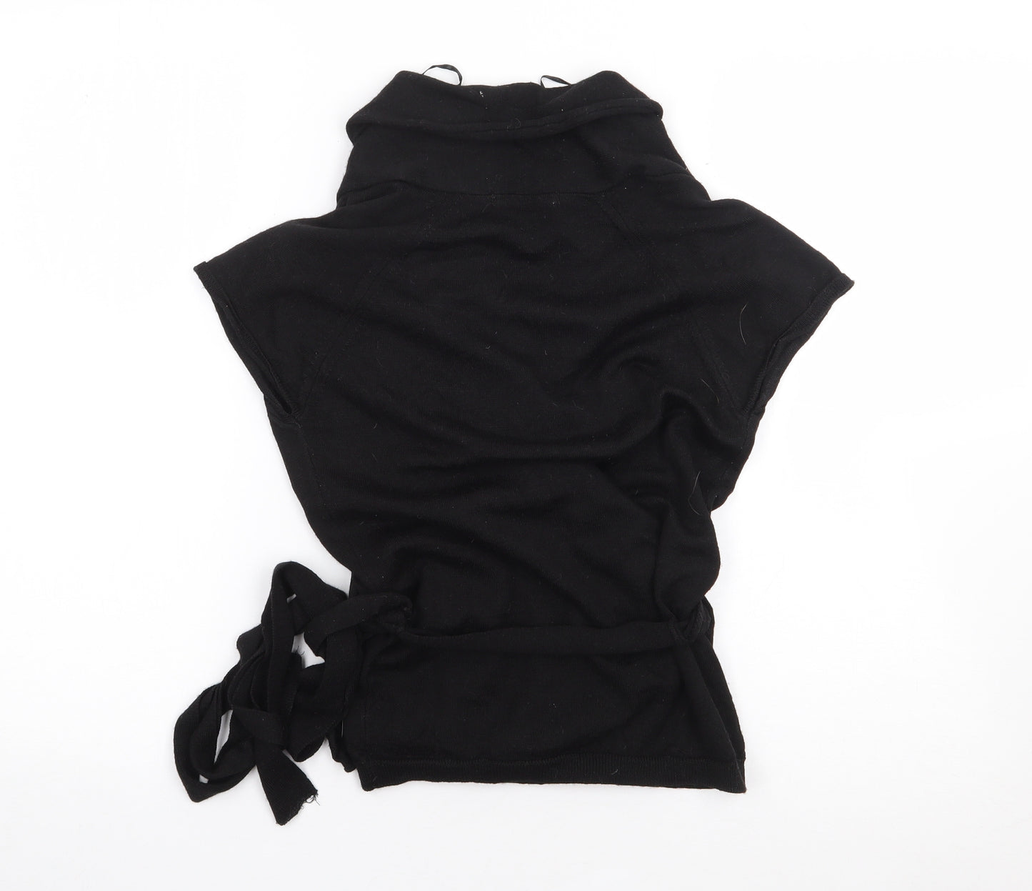 Topshop  Womens Black  Acrylic Wrap T-Shirt Size 12 V-Neck