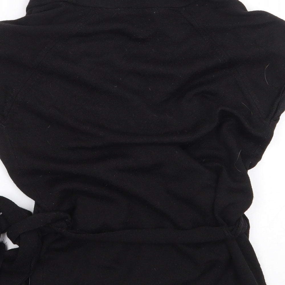 Topshop  Womens Black  Acrylic Wrap T-Shirt Size 12 V-Neck