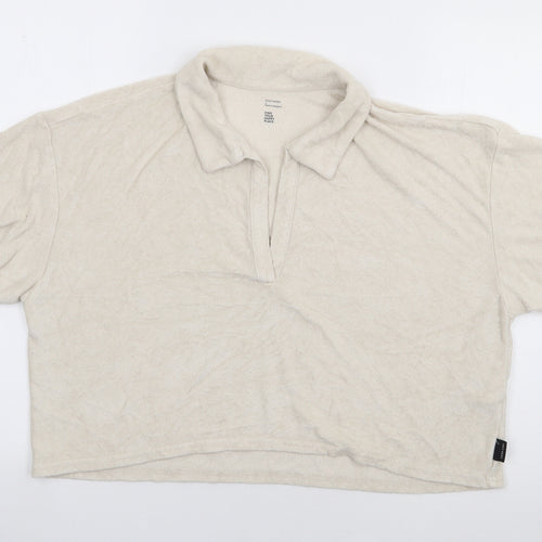Gilly Hicks Womens Beige  Viscose Jersey Polo Size L Collared