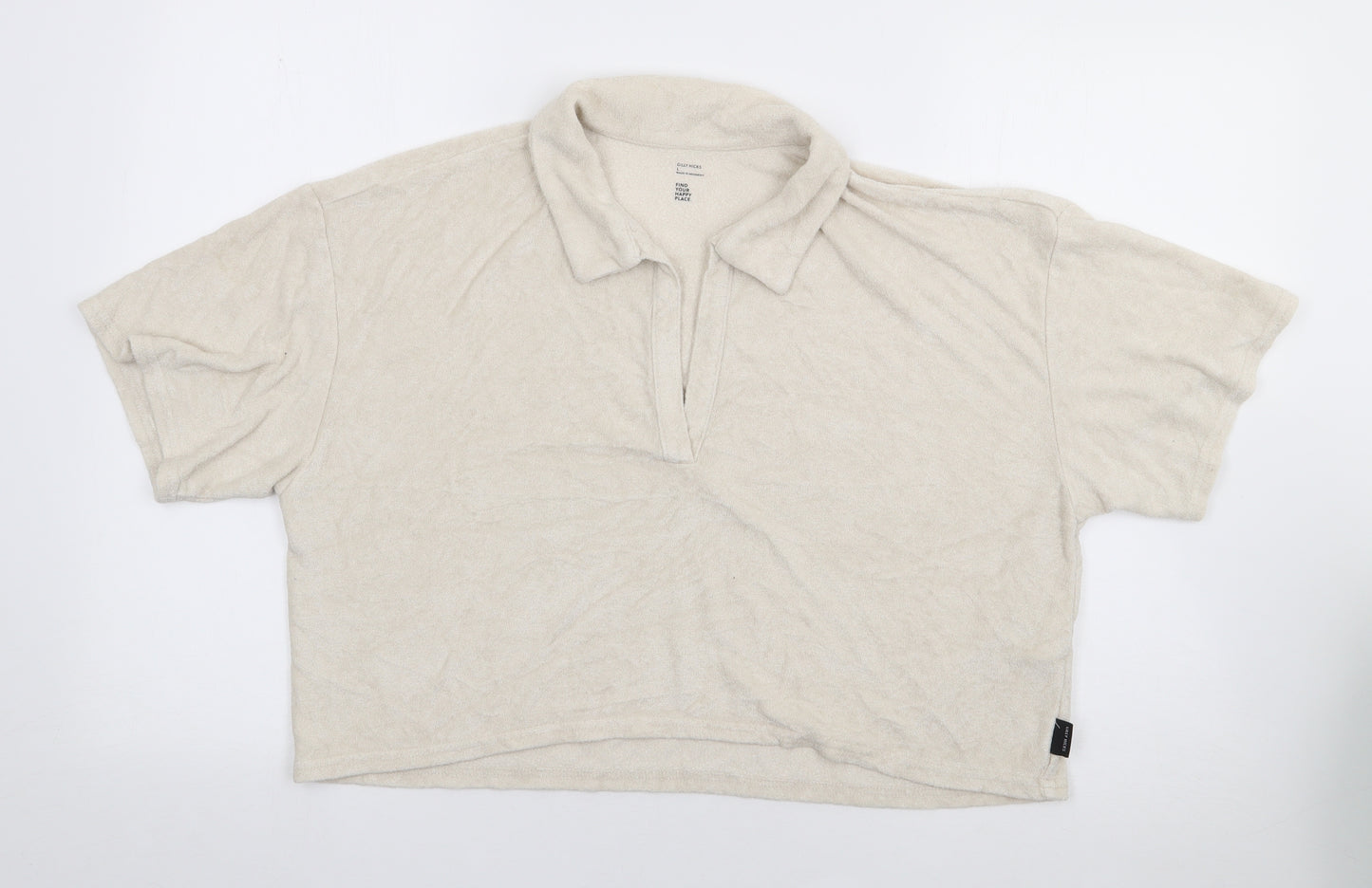 Gilly Hicks Womens Beige  Viscose Jersey Polo Size L Collared
