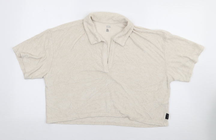 Gilly Hicks Womens Beige  Viscose Jersey Polo Size L Collared