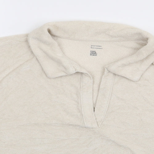 Gilly Hicks Womens Beige  Viscose Jersey Polo Size L Collared